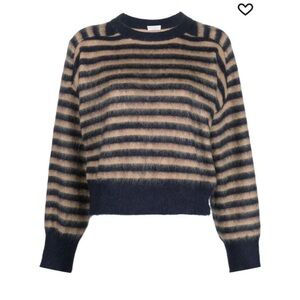 Brunello Cucinelli Striped Mohair, Virgin Wool and Cashmere Sweater with Monili